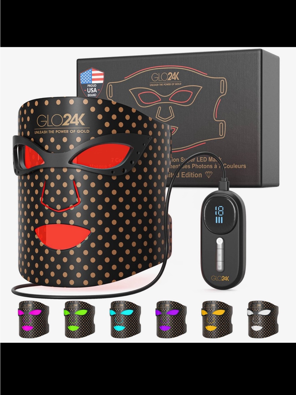 GLO24k 7 Color LED Photon Rejuvenation Super Mask
